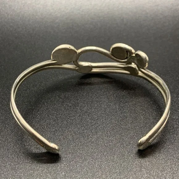 Vintage Silver Tone Modern Organic Swirly Freeform Cuff Bracelet - Picture 3 of 4